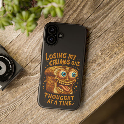 Phone Case — "Losing My Crumbs One Thought at a Time" Funny Retro Bread Illustration