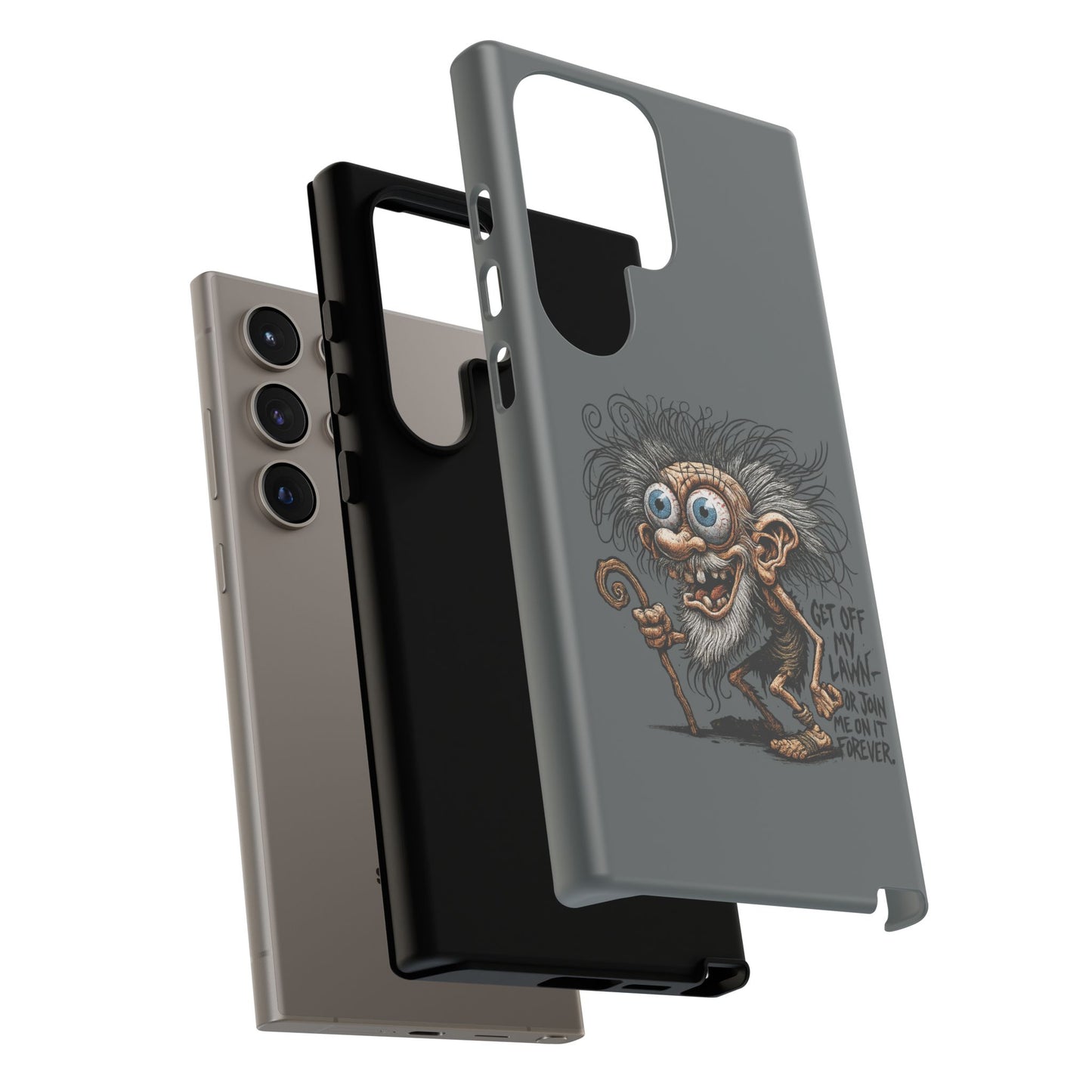 Phone Case — Funny Grumpy Troll Design: “Get Off My Lawn” Protective Cover