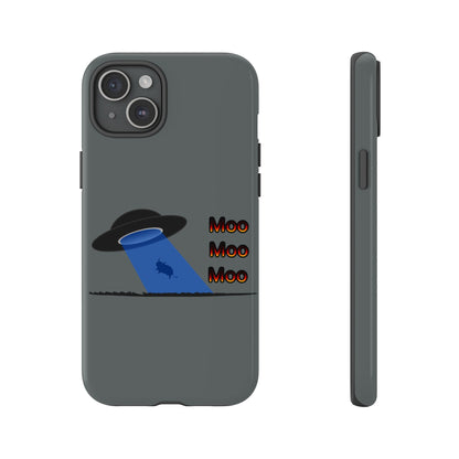 Phone Case — Funny UFO Cow Abduction Design with “Moo Moo Moo”