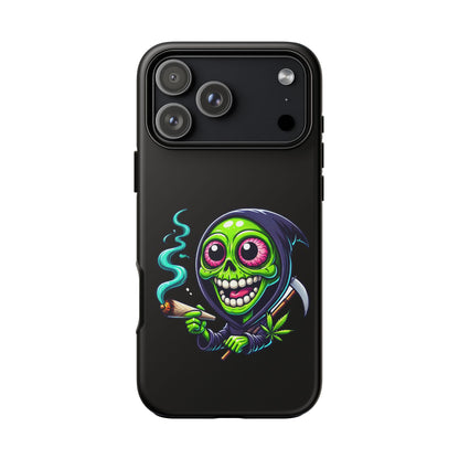 Grinning Stoner Grim Reaper Phone Case – Cannabis Skull iPhone Cover