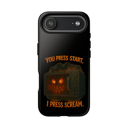 Phone Case — "You Press Start, I Press Scream" Spooky Retro Game Controller Design