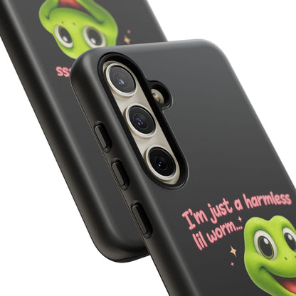 Phone Case — “I’m Just a Harmless Lil Worm… With Chaotic Intentions” Cute Cartoon Worm Design