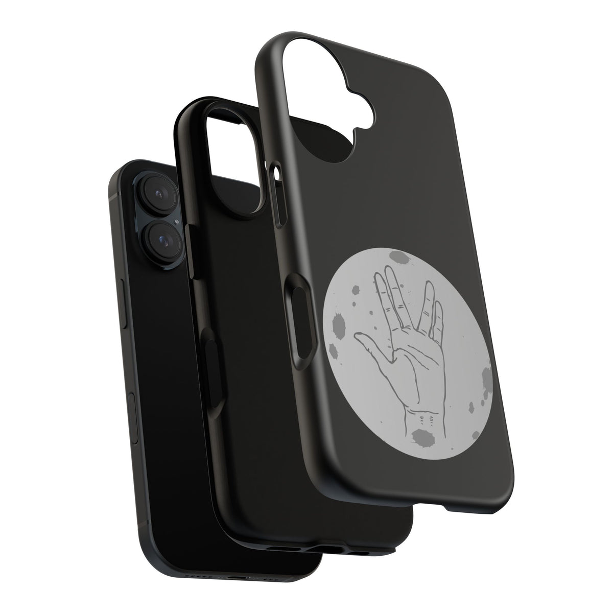 Spock Live Long Phone Case — Vulcan Salute Moon Graphic