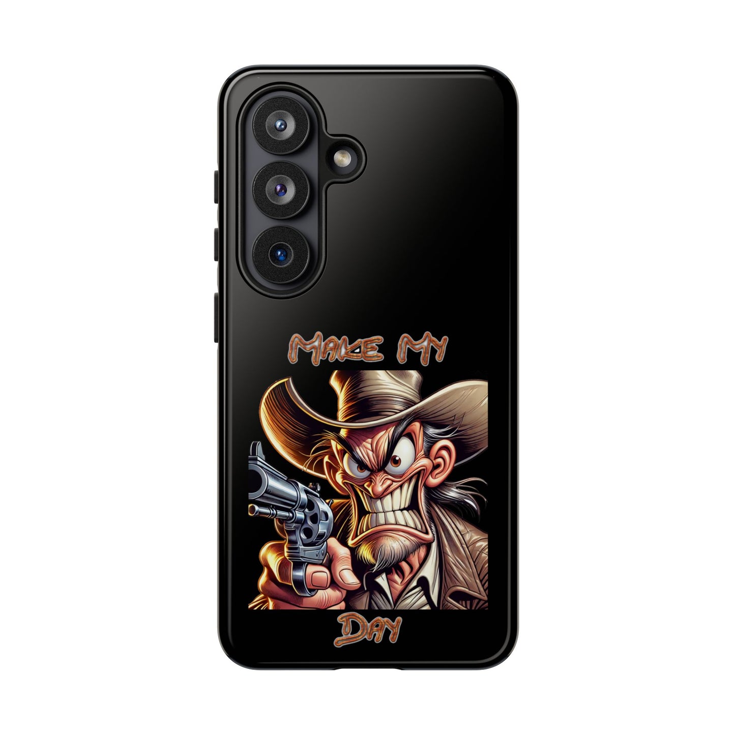 Phone Case - 'Make My Day' Cowboy Revolver Graphic Protective Case