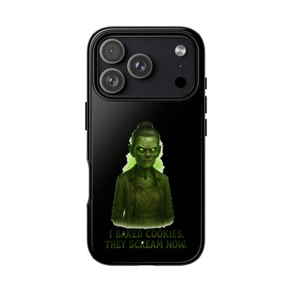 Spooky Green Ghost Phone Case — "I Baked Cookies, They Scream Now" Horror iPhone Cover