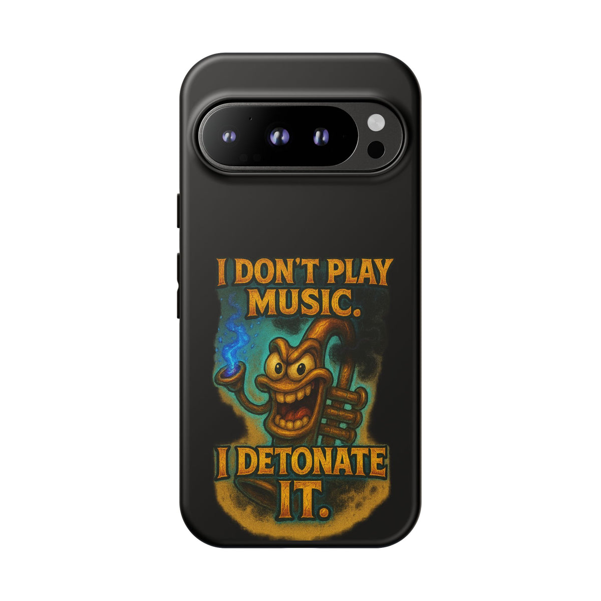 Phone Case — "I Don't Play Music. I Detonate It." Cartoon Bomb Graphic