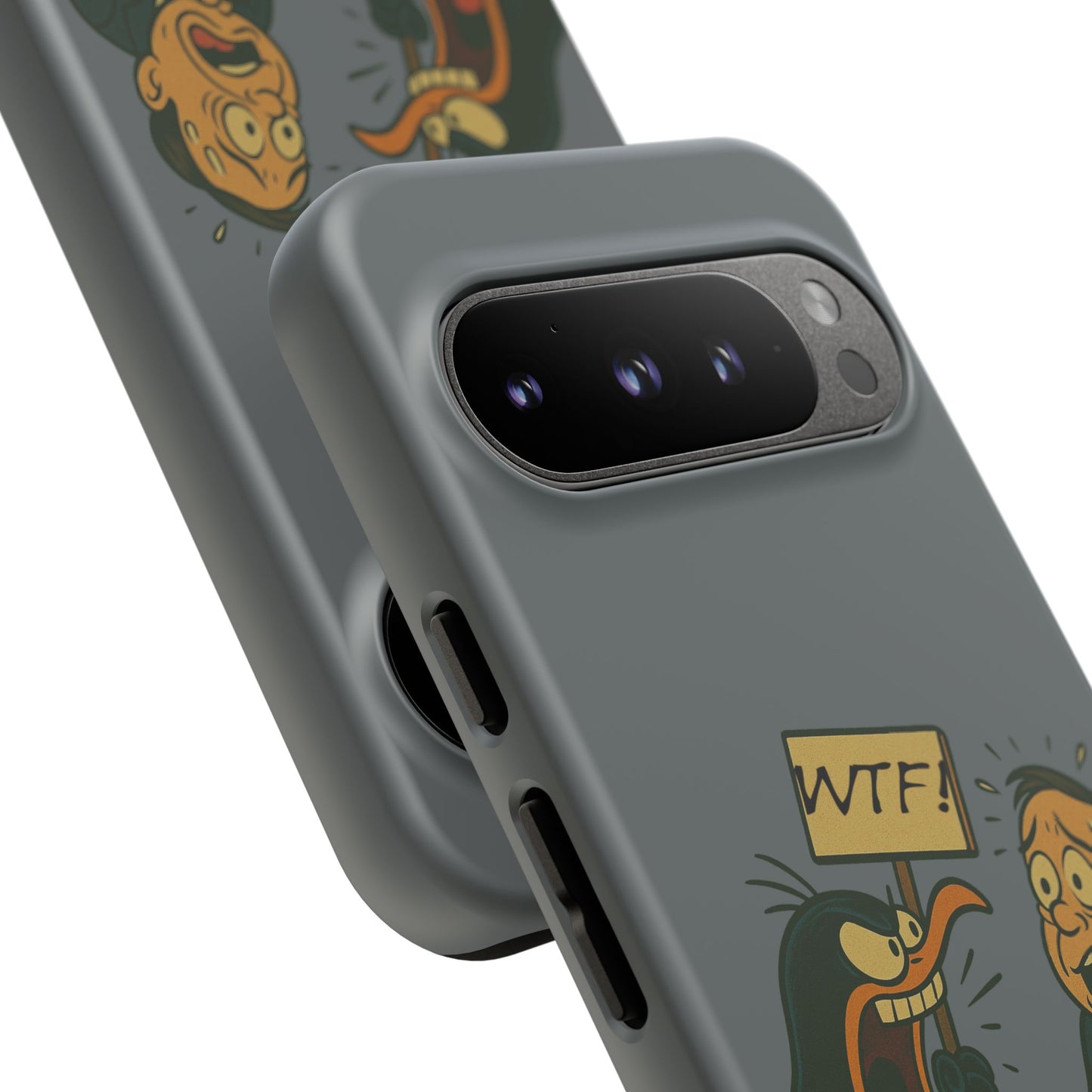 Phone Case - Cartoon Penguin Yelling 'WTF' at Shocked Man, Funny Protective iPhone Cover