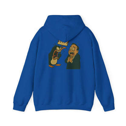 Hoodie — Cartoon Penguin Screams ‘No!’ Back Print Sweatshirt