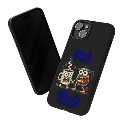 Coffee & Tea Fight Phone Case — Funny Kawaii Beverage Cartoon Tough Cases