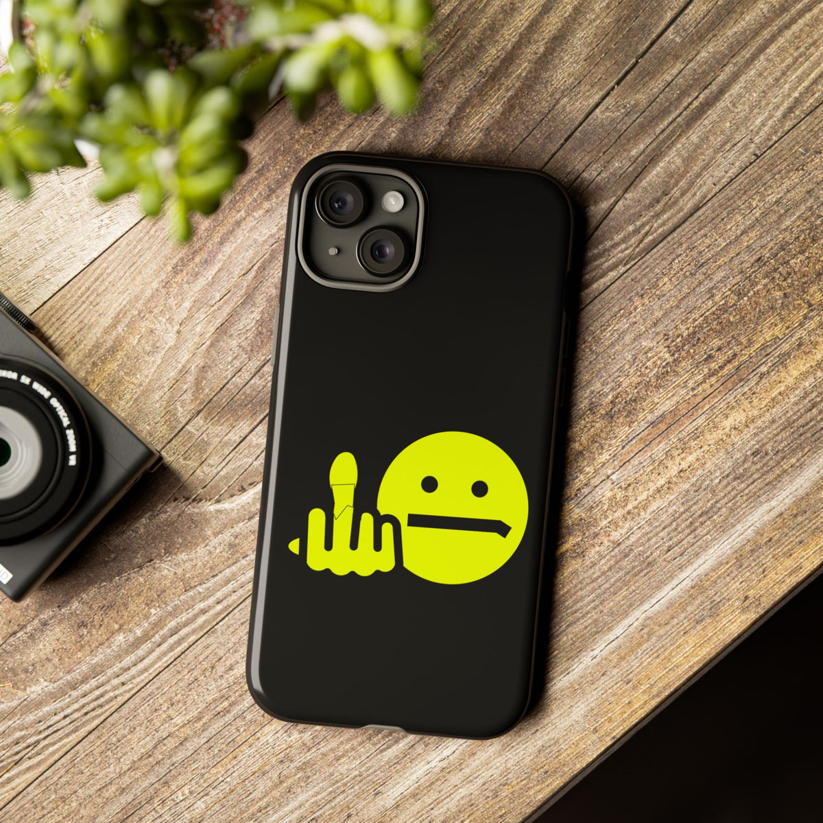 Phone Case — Neon Middle Finger Emoji Graphic