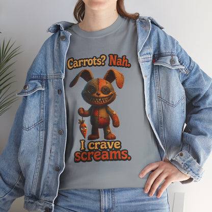 Creepy Bunny Plush I Crave Screams T-Shirt | Halloween Horror Tee