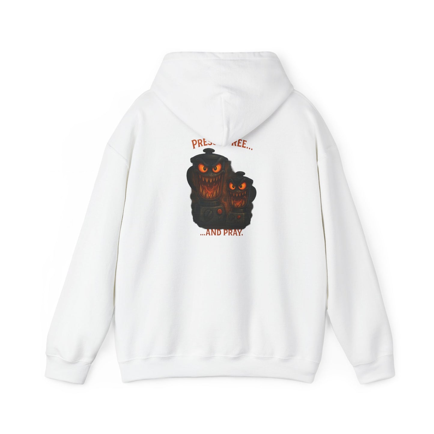 Halloween Hoodie — ‘Press Sneeze and Pray’ Graphic Hooded Sweatshirt
