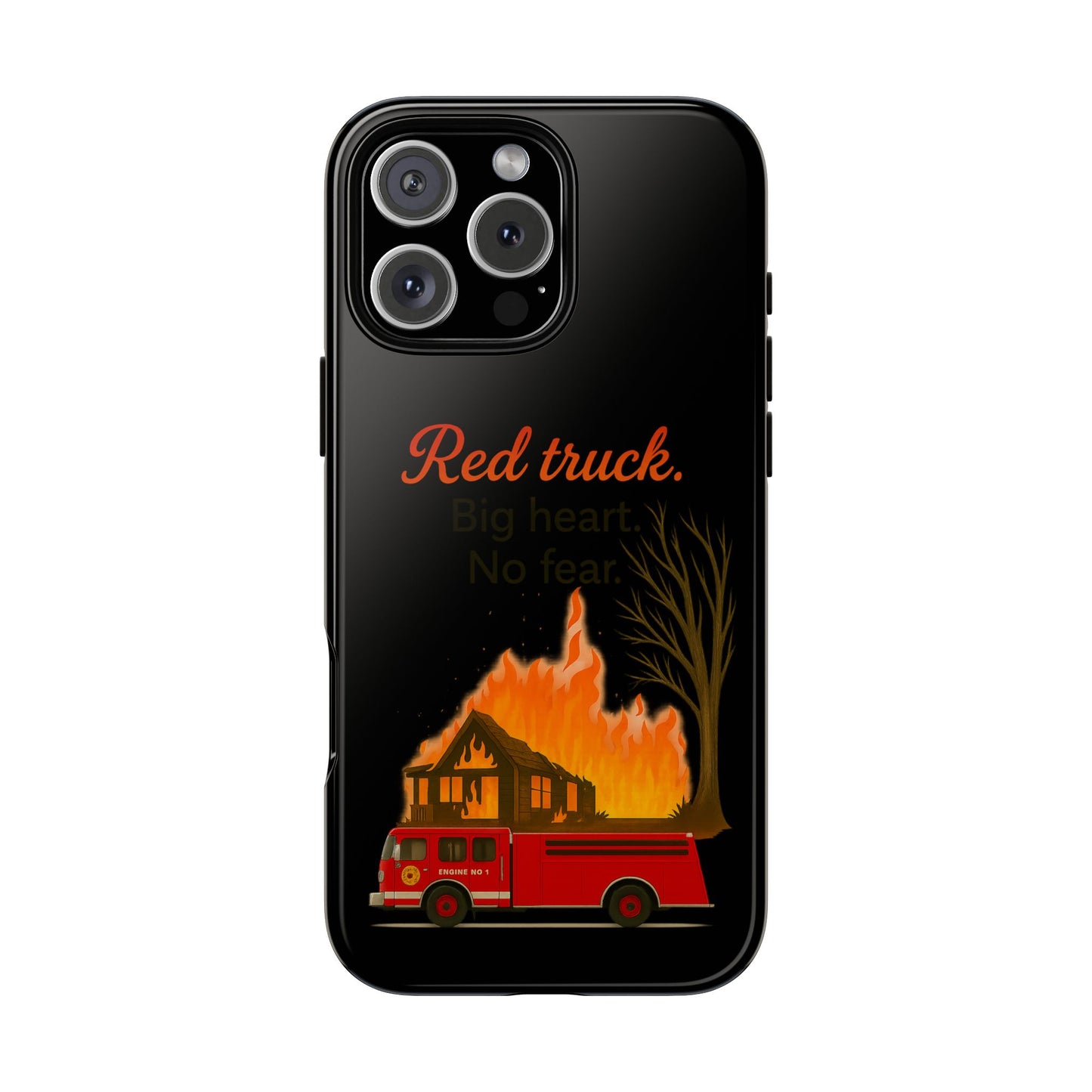 Phone Case — 'Red truck' Fire Truck Design, Vintage Firefighter Gift