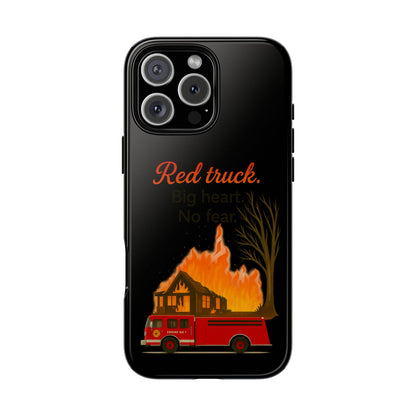 Phone Case — 'Red truck' Fire Truck Design, Vintage Firefighter Gift