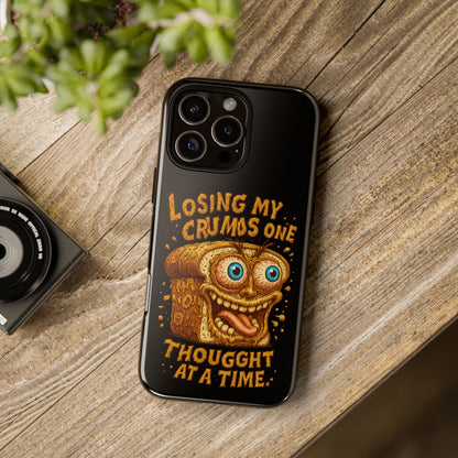 Phone Case — "Losing My Crumbs One Thought at a Time" Funny Retro Bread Illustration