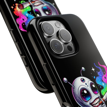 Alien Smoking Rainbow Galaxy Phone Case — Cute Cosmic Art Tough Case
