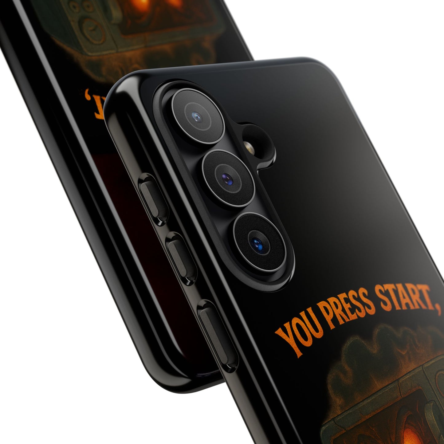 Phone Case — "You Press Start, I Press Scream" Spooky Retro Game Controller Design