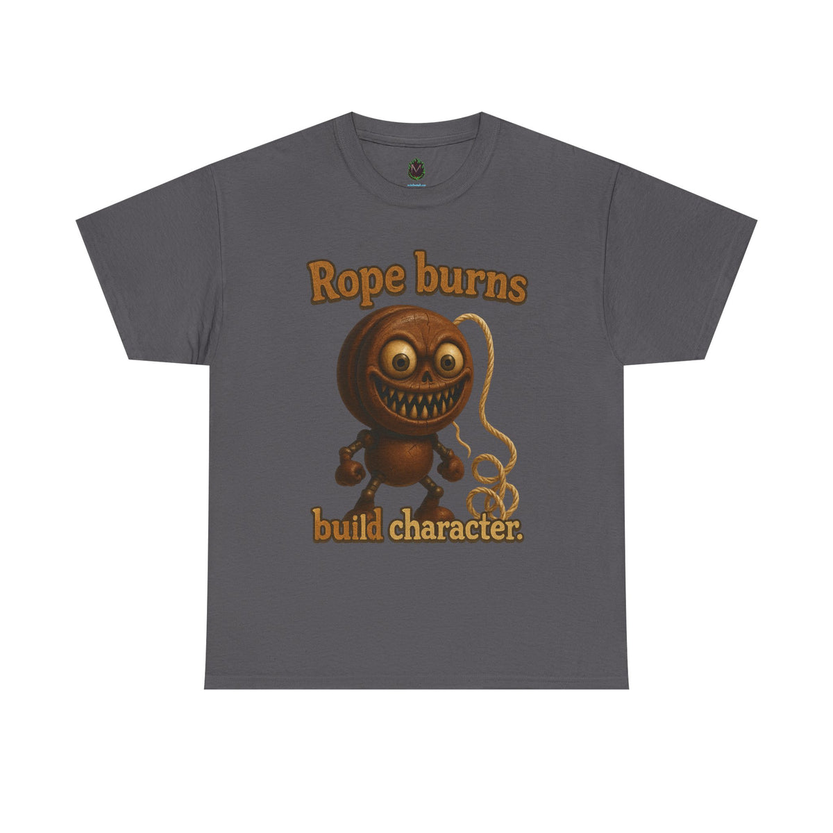 Rope Burns Built Character Tee | Creepy Smiling Doll Illustration