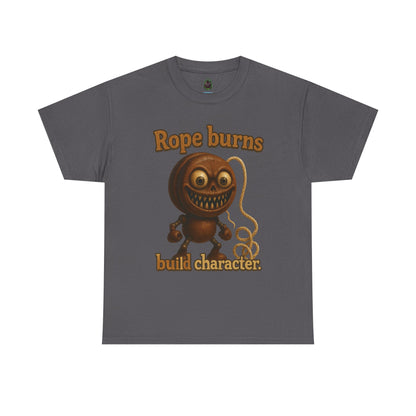 Rope Burns Built Character Tee | Creepy Smiling Doll Illustration