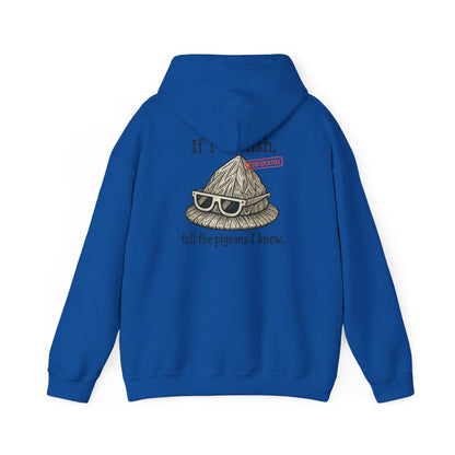 Hoodie — "If I Vanish, Tell the Pigeons I Knew" Funny Pigeon Skull Graphic Hoodie