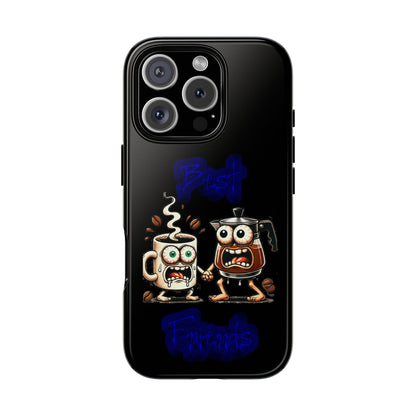 Coffee & Tea Fight Phone Case — Funny Kawaii Beverage Cartoon Tough Cases