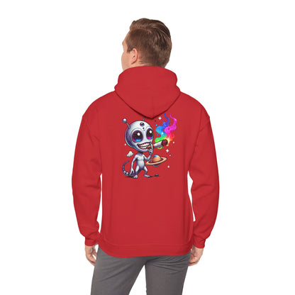 Alien Chef Hoodie — Cute Cartoon Alien Cooking with Rainbow Flame Hooded Sweatshirt