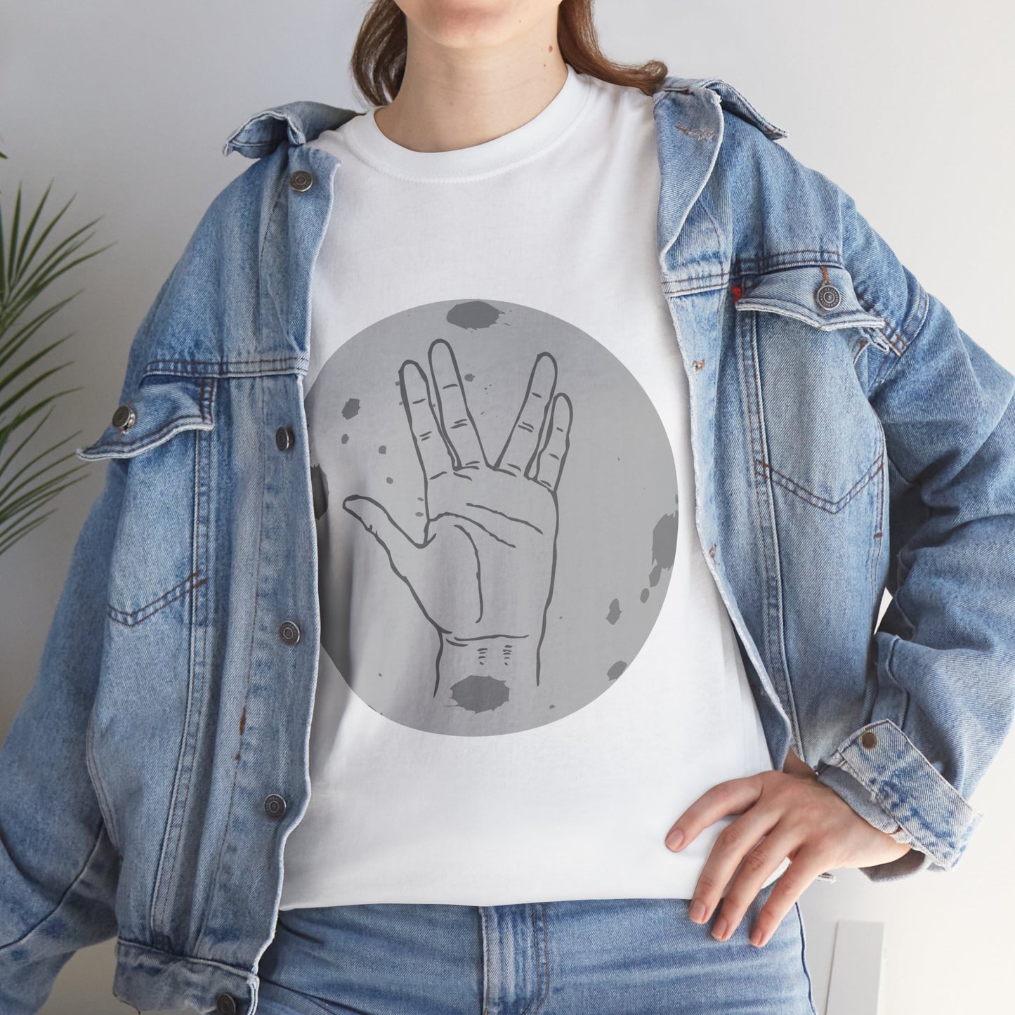 Vulcan Salute Moon Tee | Science Fiction Hand Graphic Tee