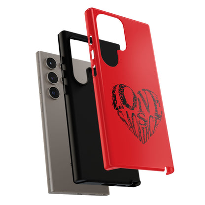Red 'Love Justice' Heart Phone Case — Protective iPhone Cover, Valentine’s Gift