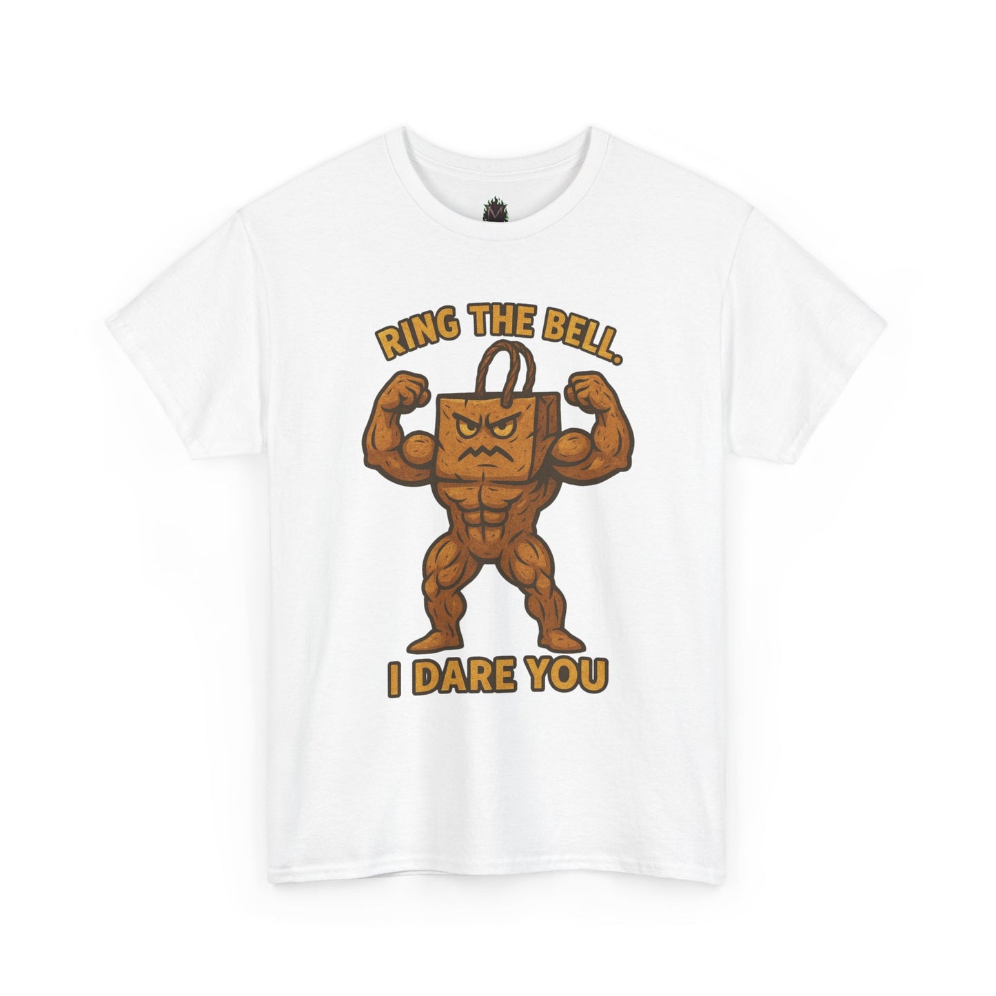 Kettlebell Mascot Tee — "Ring the Bell, I Dare You" Gym T-Shirt