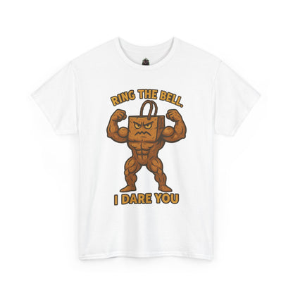 Kettlebell Mascot Tee — "Ring the Bell, I Dare You" Gym T-Shirt