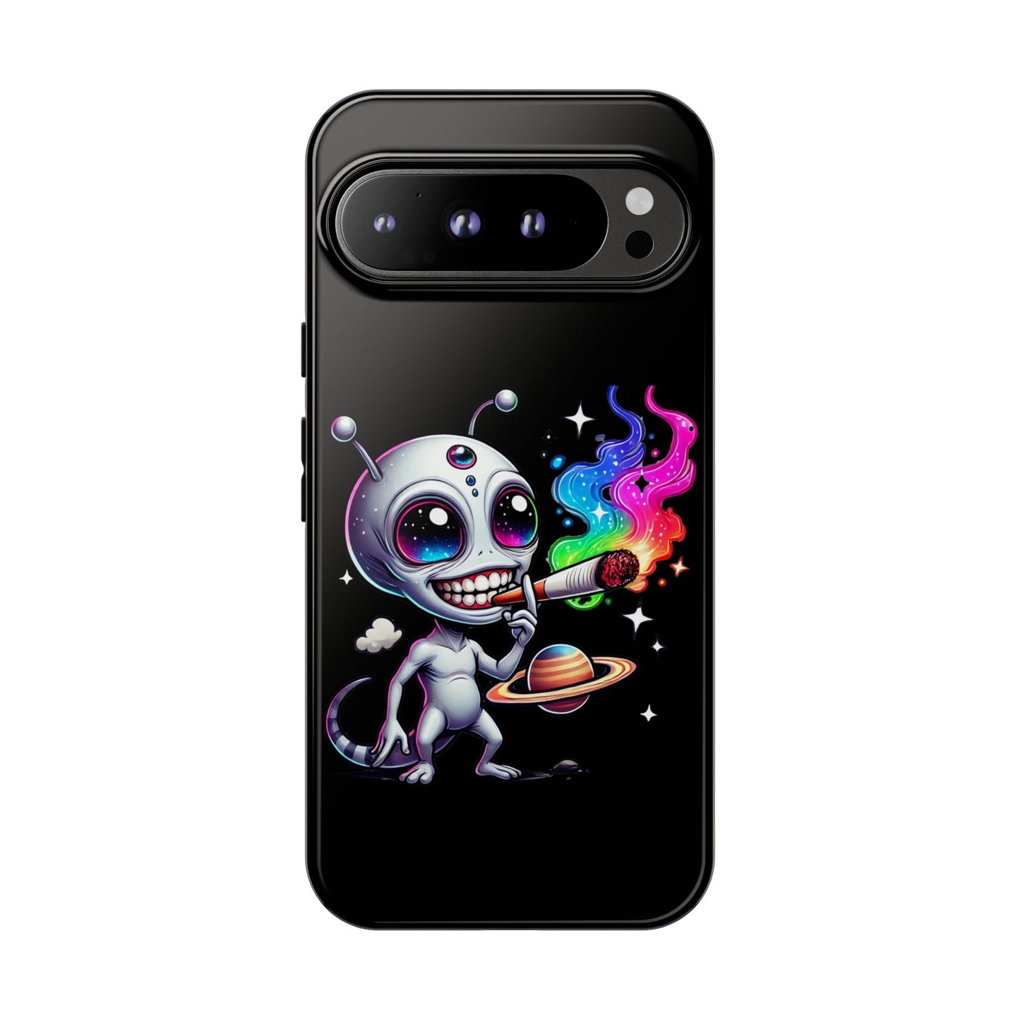 Alien Smoking Rainbow Galaxy Phone Case — Cute Cosmic Art Tough Case