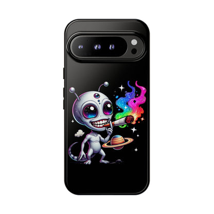 Alien Smoking Rainbow Galaxy Phone Case — Cute Cosmic Art Tough Case