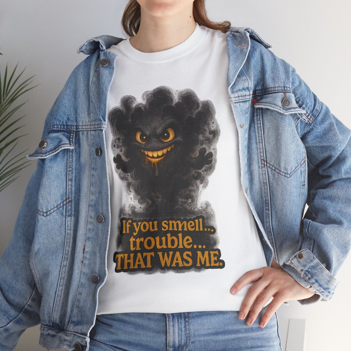Mischievous Smoke Monster If You Smell Trouble T-Shirt | Funny Graphic Tee