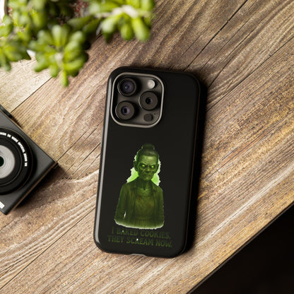 Spooky Green Ghost Phone Case — "I Baked Cookies, They Scream Now" Horror iPhone Cover