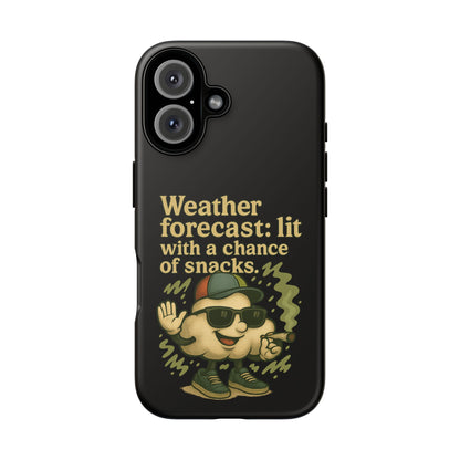 Phone Case — "Weather Forecast: Lit with a Chance of Snacks" Retro Graphic