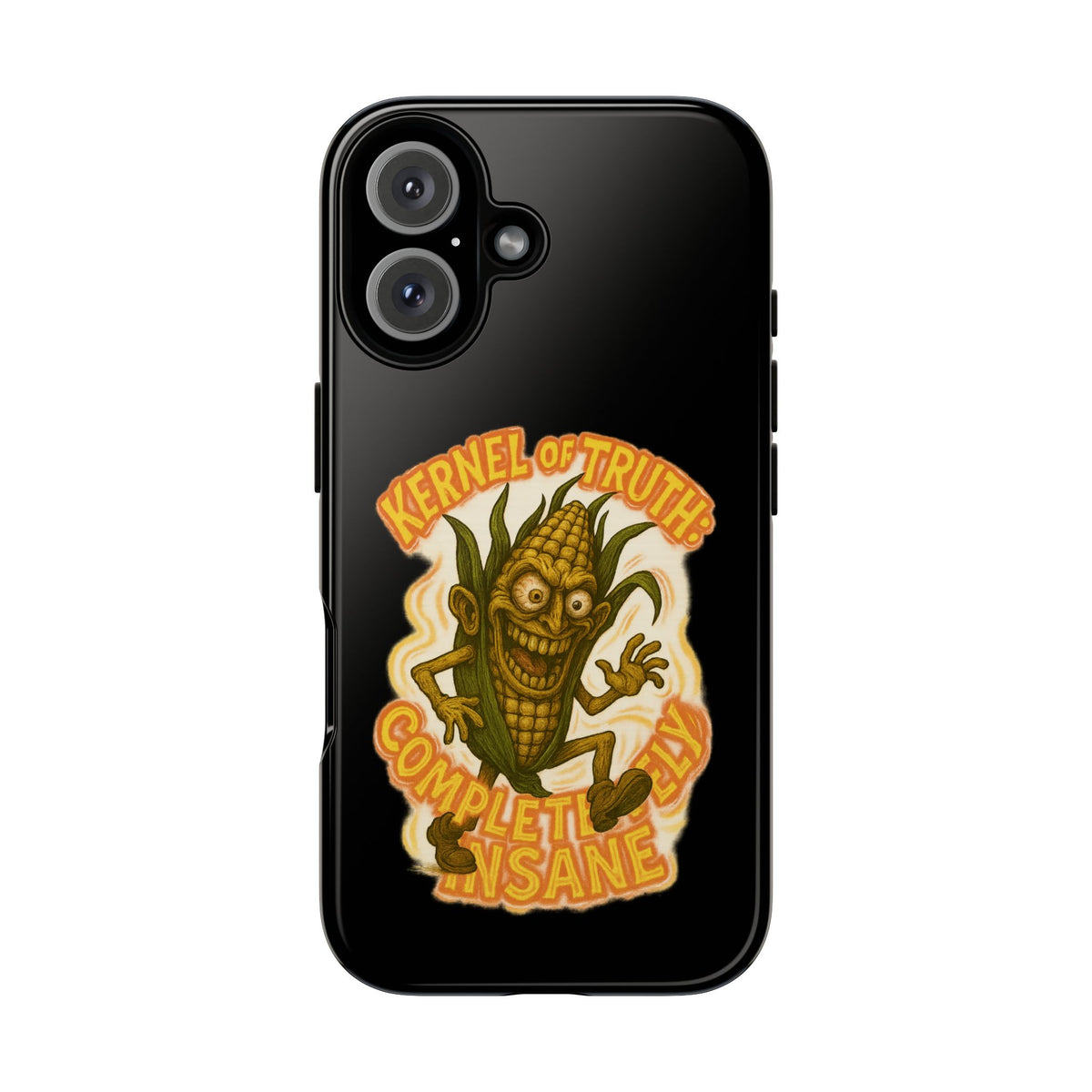 Corny Horror Phone Case - “Kernel of Truth, Completely Insane” Retro Corn Monster