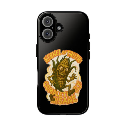 Corny Horror Phone Case - “Kernel of Truth, Completely Insane” Retro Corn Monster