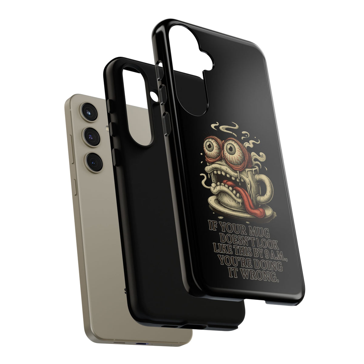 Tough Cases: Retro Hot Coffee Monster Phone Case — Funny 'If Your Mug...' Quote