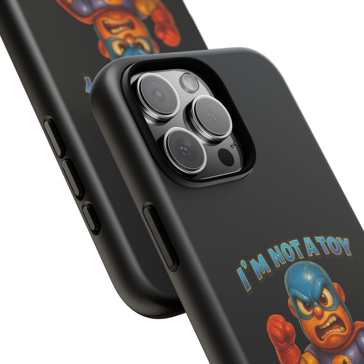 Phone Case — "I'm Not a Toy, I'm a Weaponized Tantrum" Cartoon Superhero Design