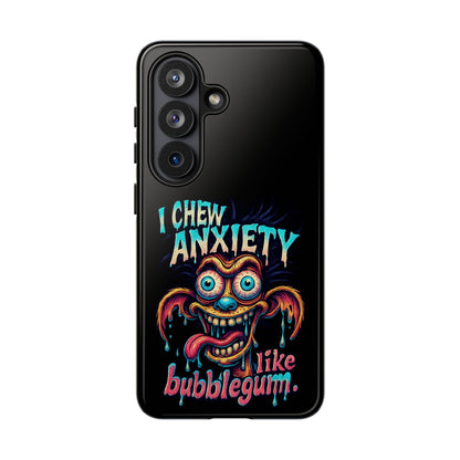 Phone Case — "I Chew Anxiety Like Bubblegum" Retro Monster Design