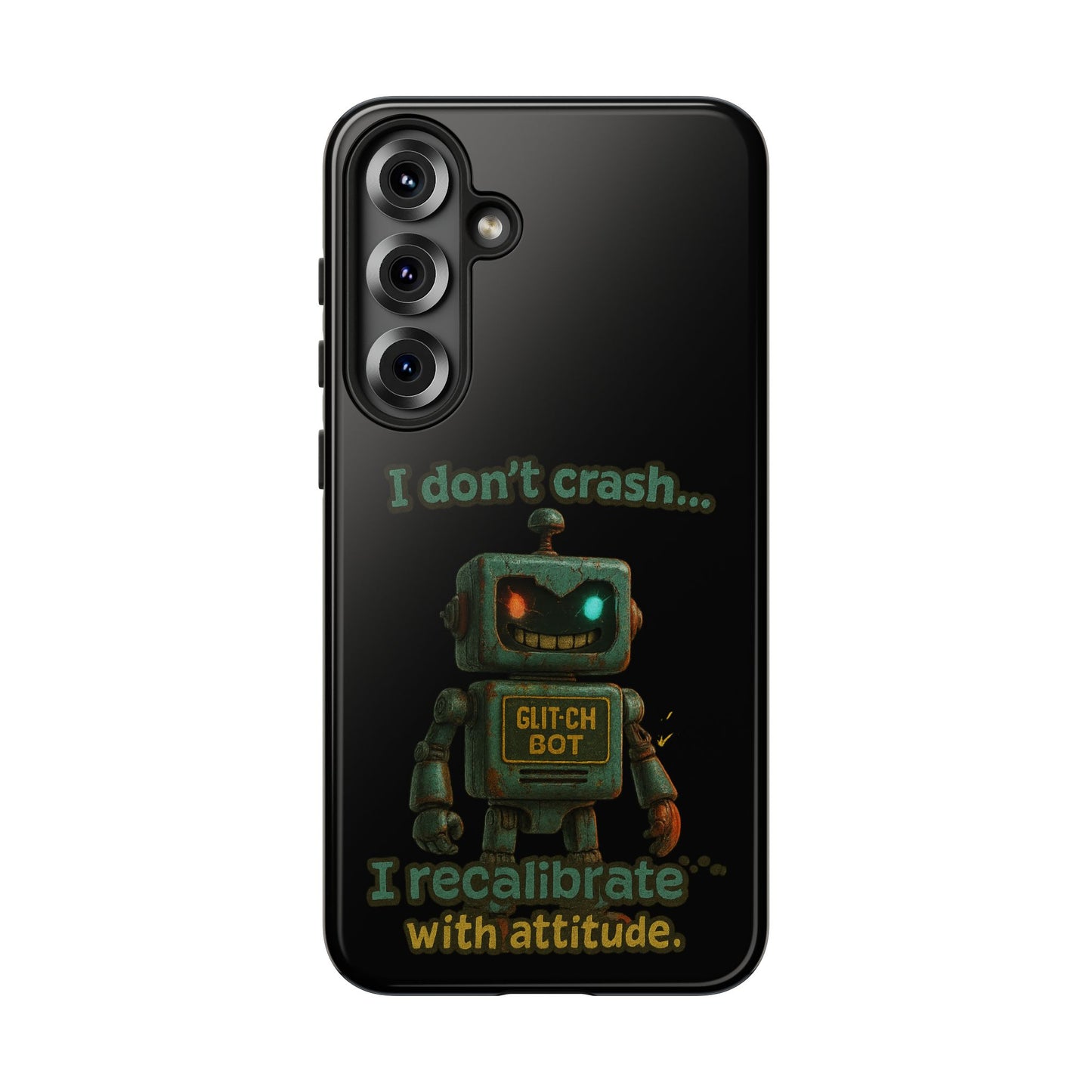 Phone Case — "I Don't Crash... I Recalibrate" Retro Robot Protective Cover
