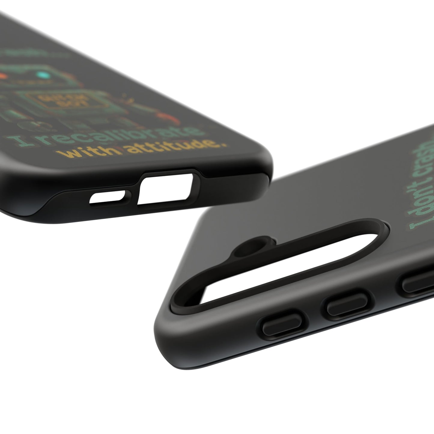Phone Case — "I Don't Crash... I Recalibrate" Retro Robot Protective Cover