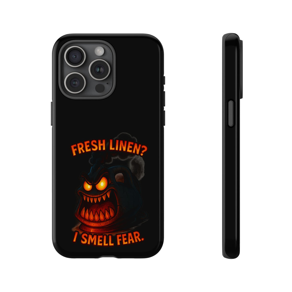 Phone Case — 'Fresh Linen? I Smell Fear.' Spooky Pumpkin Horror Protective Case
