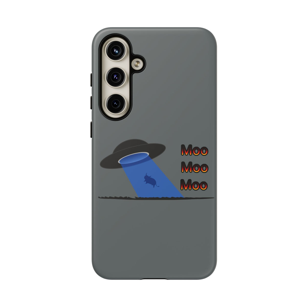 Phone Case — Funny UFO Cow Abduction Design with “Moo Moo Moo”