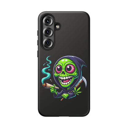 Grinning Stoner Grim Reaper Phone Case – Cannabis Skull iPhone Cover