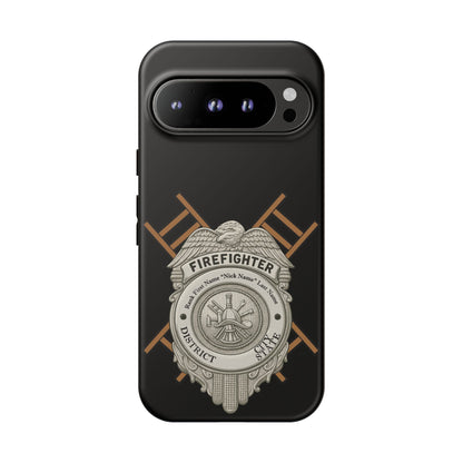 Firefighter Badge Tough Phone Case — Firefighter Helmet & Ladders Protective Case