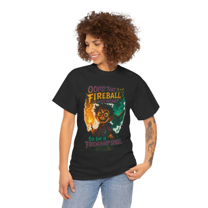 Fireball Wizard Character Tee | 'Friendship Spell' Magic Illustration
