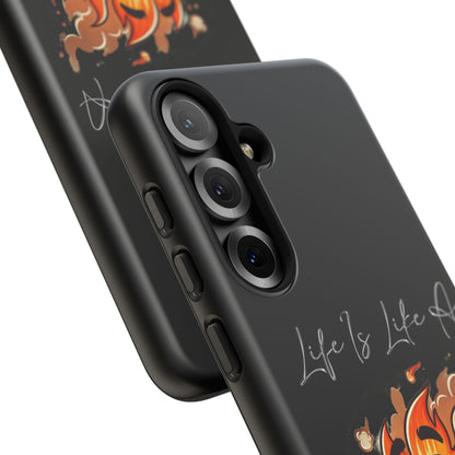 Cute Flaming Dumpster Phone Case — "Life Is Lit" Funny Burnout Phone Cover