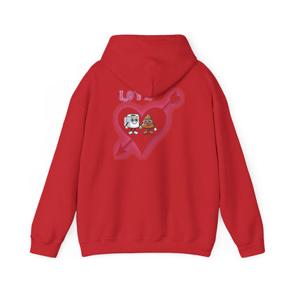 Cute Toilet Paper & Poop Heart Hoodie — Funny Bathroom Couple Graphic Sweatshirt
