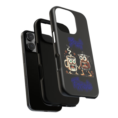 Coffee & Tea Fight Phone Case — Funny Kawaii Beverage Cartoon Tough Cases